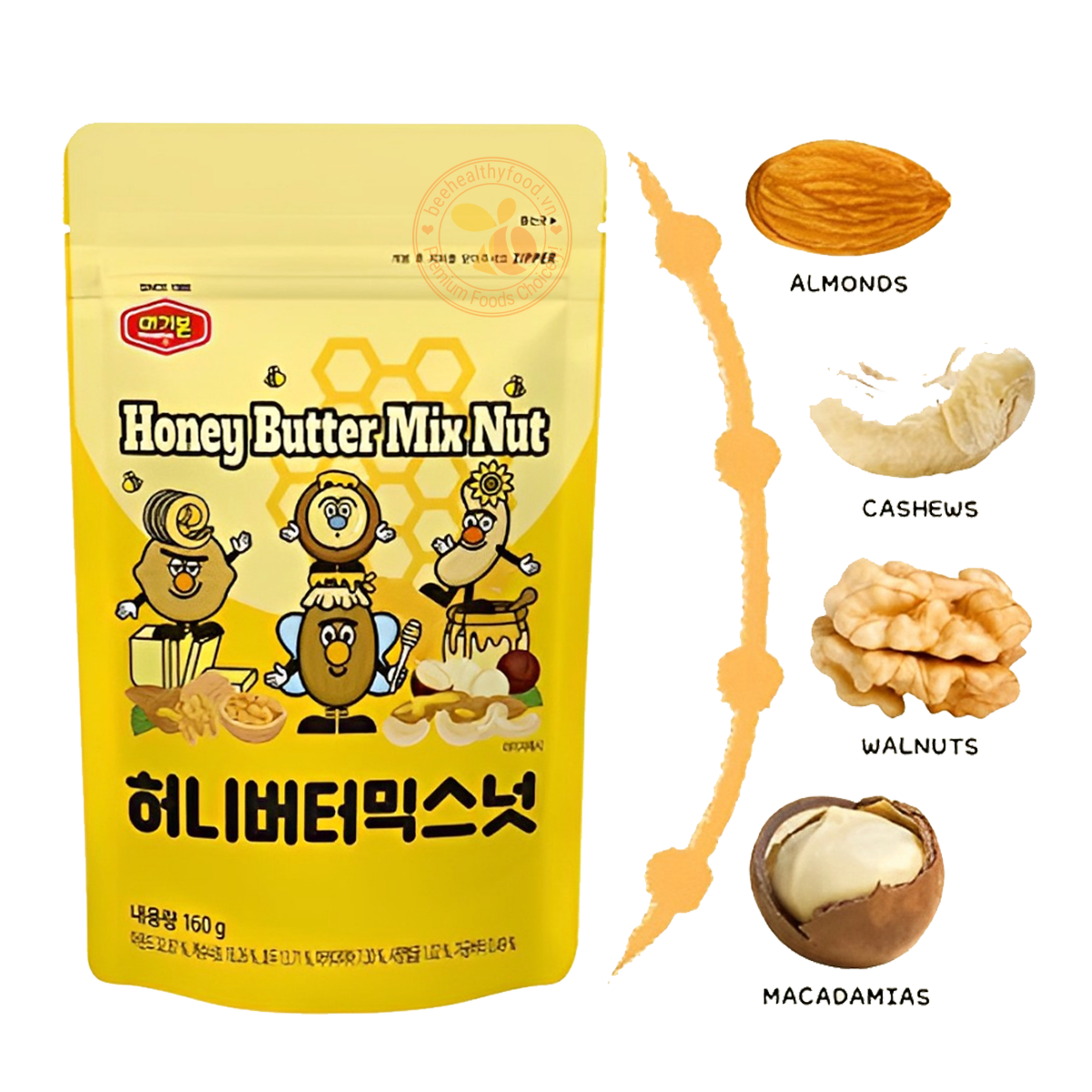 Hạt Tổng Hợp (Mix Nut) Tẩm Mật Bơ Ong Murgerbon Hàn Quốc 160g
